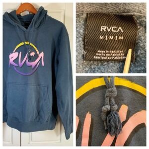 RVCA Hoodie Mens Medium Hooded Sweatshirt Logo Y2K 90s Grunge Surfer Skater READ